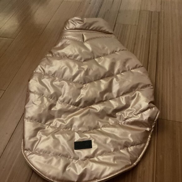 Heart To Tail, Gold Metallic Quilted Puffer Dog Or Pet Jacket, Large. - Picture 1 of 3